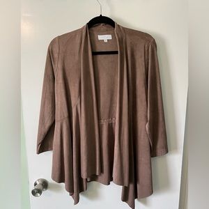 NWT Beautiful drape jacket, Small, Dusty-Taupe, Feels like Soft Suede